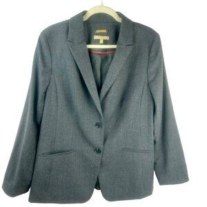 Talbots Italian Wool Blazer Jacket Women Plus 16 Gray 2 Button Career Work
